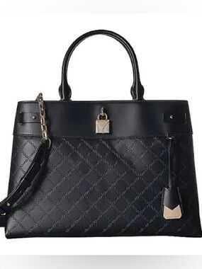 Michael Kors Gramercy Black Embossed Logo Leather Shoulder Bag - $358